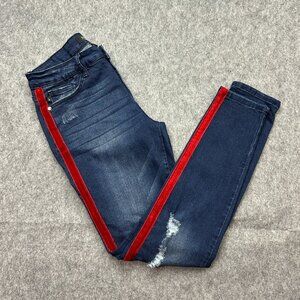 Judy Blue Skinny Fit Jeans Women's Size 7 / 28 Side Stripe Distressed Denim